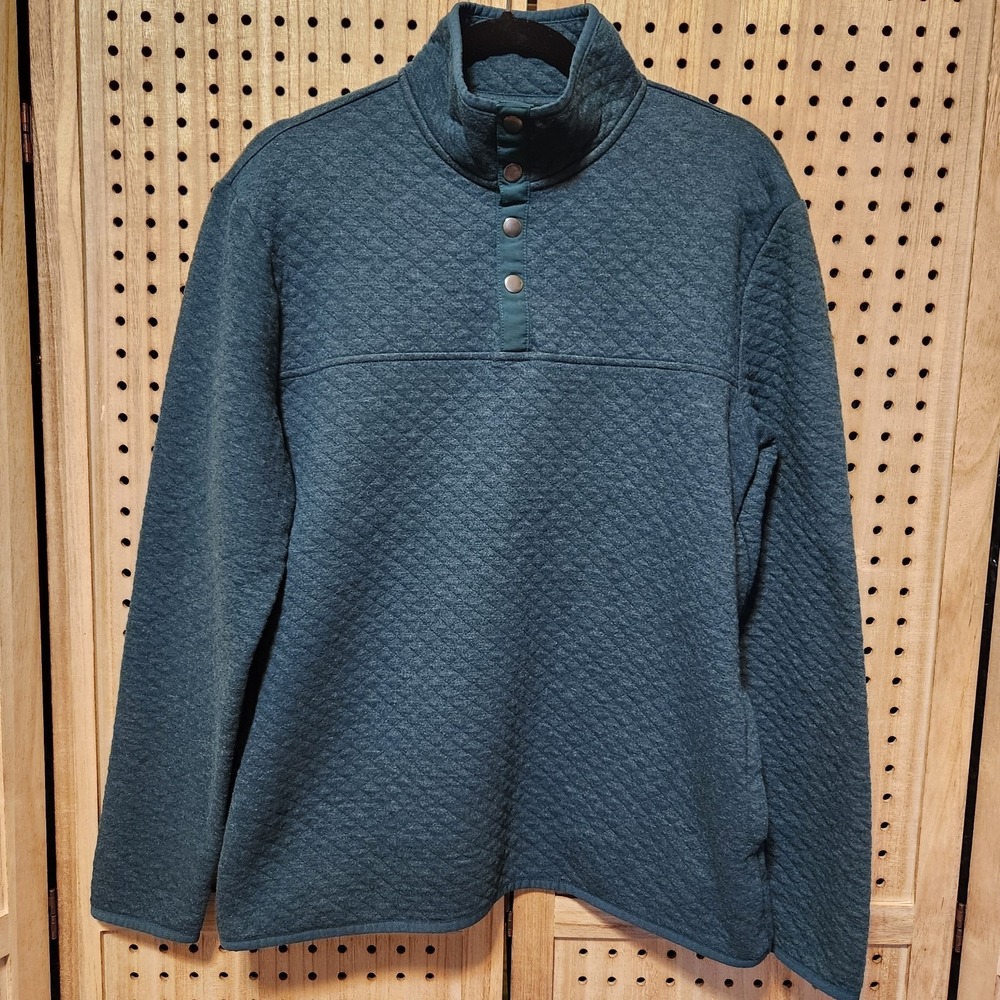 Sonoma Sweater Mens L Blue Long‎ Sleeve 1/4 Snap Sweater Quilted  Fall Winter